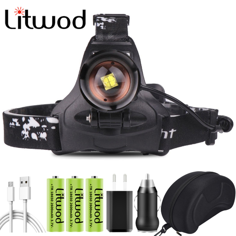 XHP70.2 Led Headlamp Headlight Litwod Waterproof Power Bank Zoom 3pcs USB Rechargeable 18650 Battery Head Flashlight Lamp 30W ► Photo 1/6