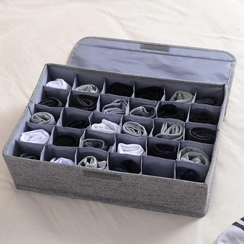 30 Grids Ties Socks Underwear Divider Wardrobe Organizer Storage Box with Lid Drawer Organizers ► Photo 1/6