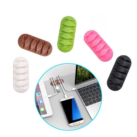 Multipurpose Desktop phone Cable Winder Earphone clip Charger Organizer Management Wire Cord fixer Silicone Holder 5 slot Strip ► Photo 1/5