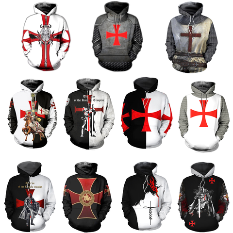 Knight Templar Cavalier Hoodie Sweatshirt 3D Printed Men Women Casual Hooded Sweatshirts Pullover HIP HOP Harajuku Streetwear ► Photo 1/6