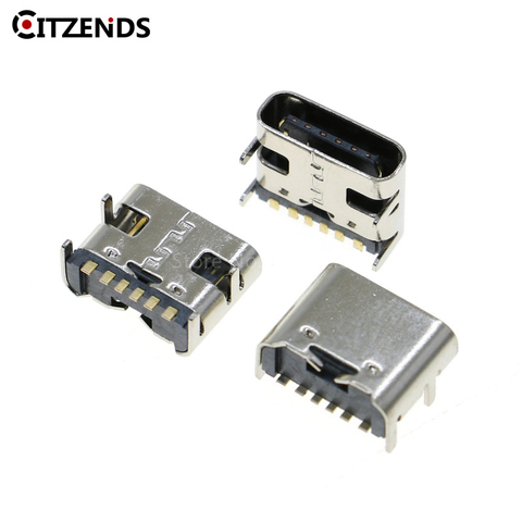 10pcs/lot Type C 6 Pin USB SMT Socket Connector USB 3.1 Type-C Female Placement SMD DIP For PCB design DIY high current charging ► Photo 1/3