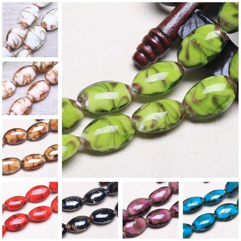 5pcs 24x18mm Oval Shape Lampwork Glass Loose Beads for DIY Crafts Jewelry Making Findings ► Photo 1/5