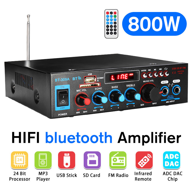 110V to 220V 600W Mini Amplificador Audio bluetooth Stereo Power Amplifier  FM SD HIFI 2CH AMP Audio Music Player for Car Home - AliExpress