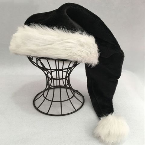 75cm Adult Black Plush Long Christmas Hat Xmas Costume Pompom Santa Claus Cap ► Photo 1/6