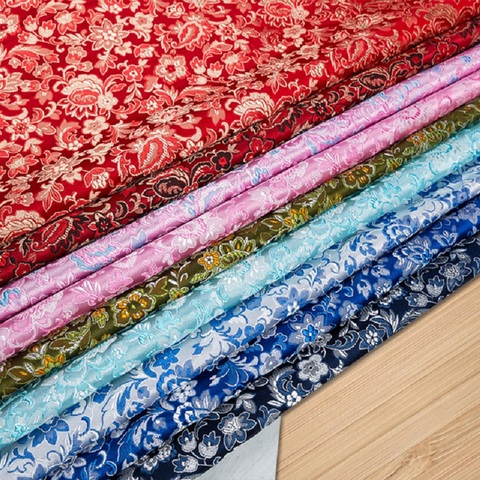 Chinese brocade jacquard fabric for sewing cheongsam kimono patchwork needlework satin costume materials various colors ► Photo 1/6