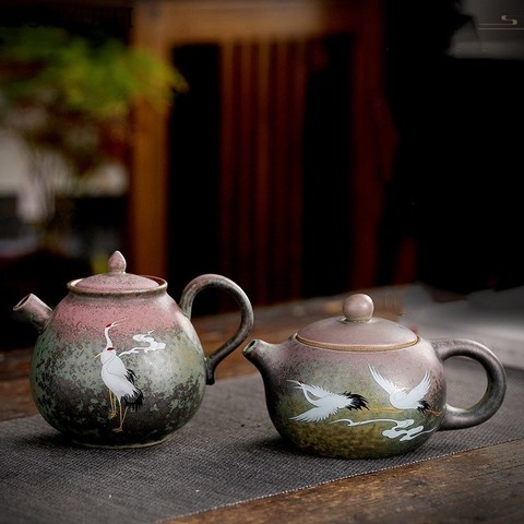 Vintage Kiln change ceramics Tea pot Chinese tea set porcelain teapot Oolong tea Handmade kettle Jingdezhen customization ► Photo 1/6