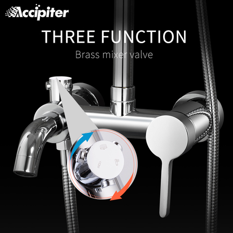 Bathroom Shower Mixer Wall-mounted Thermostat Shower Faucet 3 Function Water Setting Chrome Bath&Shower Suite Accessories ► Photo 1/6