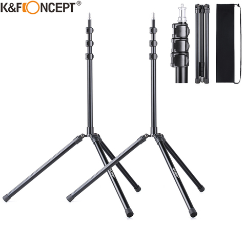 K&F Concept 2Packs 79 inch Aluminium Reversible folding Tripod Light Stands for Portrait Product Photography Softboxes Umbrellas ► Photo 1/6