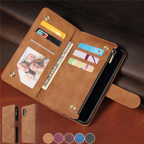 Zipper Purse Leather Case for Samsung Galaxy Note 20 Ultra 10 9 S21 S20 FE S10 S9 S8 Plus A21S A51 A71 A50 A70 Wallet Card Cover ► Photo 1/6