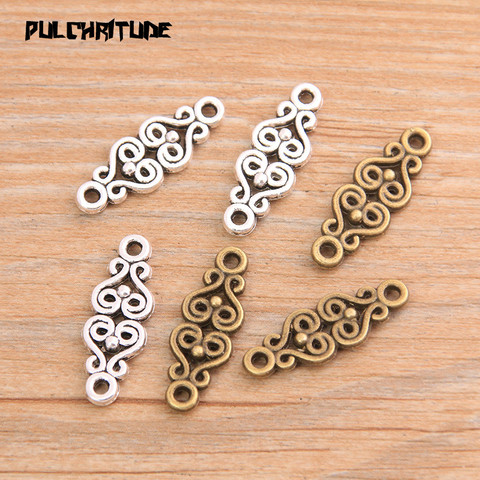 PULCHRITUDE 20pcs 9*25mm Two Color 2022 New Zinc Alloy Vintage Carved Connectors Pendants Jewelry Making DIY Handmade Craft ► Photo 1/4