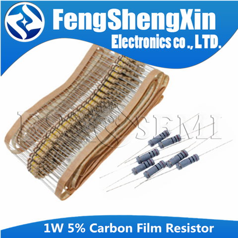 20pcs/lot 1W 5% Carbon Film Resistor 0.1R ~ 1M 2.2R 10R 22R 47R 51R 100R 150R 470R 1K 4.7K 10K 47K 1 2.2 10 22 47 51 100 150 470 ► Photo 1/3