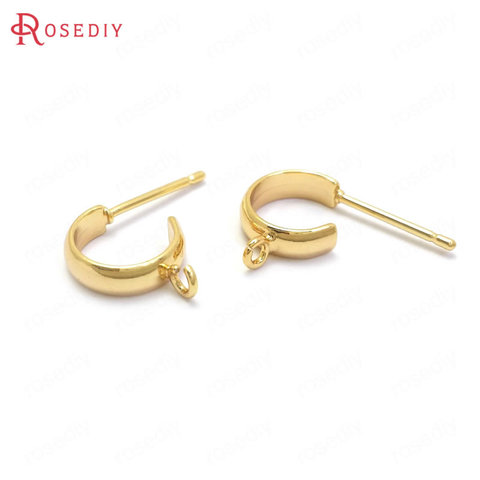 (37138)10PCS Diameter 10MM 24K Gold Color Brass Round Circle Stud Earrings High Quality Jewelry Making Supplies Diy Accessories ► Photo 1/4