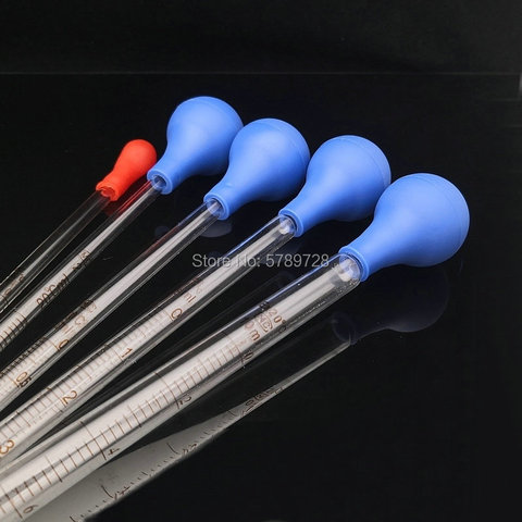 5pcs Glass dropper with scale,Chemical laboratory glass pipette with rubber suction ball 1ml 2ml 3ml 5ml 10ml ► Photo 1/6