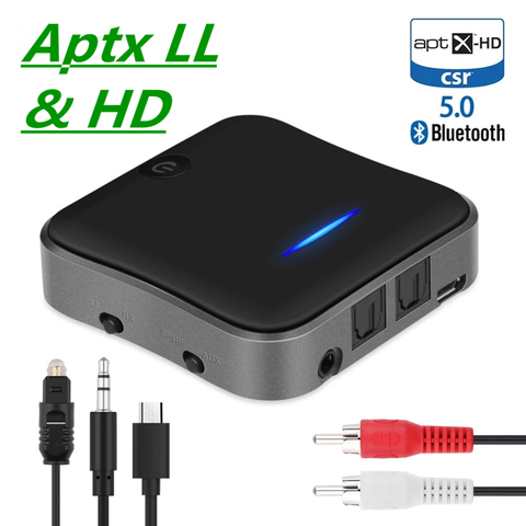 Bluetooth 5.0 Transmitter Receiver CSR8675 APTX HD LL Bt Audio Music Wireless USB Adapter 3.5mm 3.5 AUX Jack/SPDIF/RCA for TV PC ► Photo 1/6
