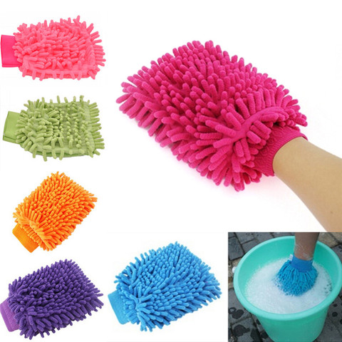 Hot sale 2 in 1 Ultrafine Fiber Chenille Microfiber Car Wash Glove Mitt Soft Mesh backing no scratch for Car Wash and Cleaning ► Photo 1/6