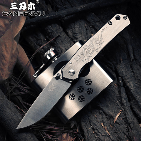 SANRENMU SRM 7129 Folding Knife 12C27 Blade Stainless Steel Handle Outdoor Camping Hunting Fruit Cutting Knife EDC Pocket Tool ► Photo 1/6