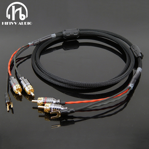 Hi End Audio RCA Cable of Independent Shielded Signal Line Of LP Vinyl Record Player Amplifier Chassis Gold Plated Connector ► Photo 1/6