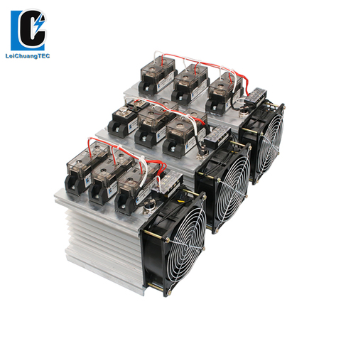 DC to AC three phase solid state relay set with heat sink and fan 60A 80A 100A 120A 150A 200A 300A 400A SSR relay ► Photo 1/6