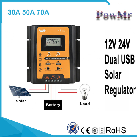 Powmr Mppt Pwm Solar Controller 30a 50a 70a Solar Charge Controller Ip32 Waterproof Panel Battery Regulator Dual Usb Lcd Display Price History Review Aliexpress Seller Mppt Specialty Store Alitools Io