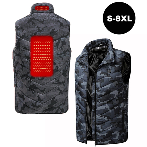 S-8XL USB Electric Heated Vest Hot Sale Intelligent Heating Waistcoat Thermal Warm Clothing Outdoor Camping Hiking Heated Jacket ► Photo 1/6