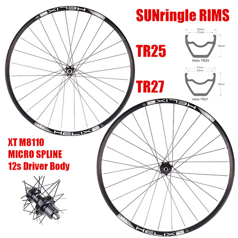 12speed Xt M8100 M8110 Boost 110X15 148X12 28H 12 Micro Spline Hub Centerlock Free Wheel E TR25 TR27 Rim 27.5 29er Wheelset ► Photo 1/5