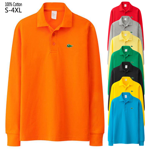 High Quality 100% Cotton New Mens Long Sleeve Polos Shirts Autumn Casual Embroidery Brand Polos Homme Fashion Lapel Male Tops ► Photo 1/6
