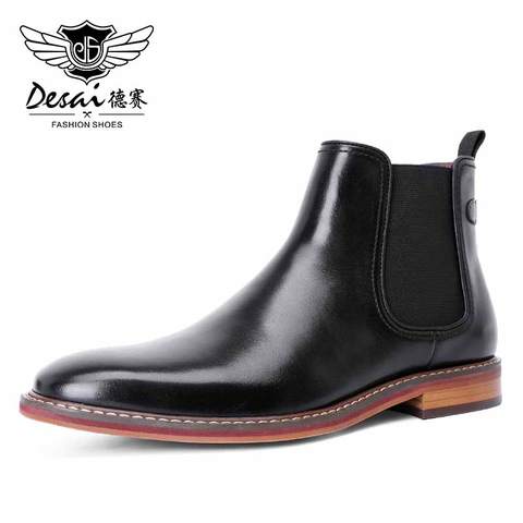 Desai Brand New Men's Chelsea Boots Genuine Calf Leather Bottom Outsole Calf Leather Upper Leather Inner Handmade Boot Shoes ► Photo 1/6