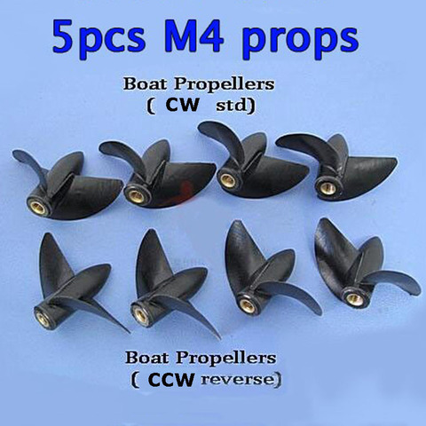 5PCs RC Boat M4 Shaft Propellers Copper Core 2-blades Positive/Reverse Nylon Plastics Diameter 35/39/42/45mm Props Accessories ► Photo 1/6