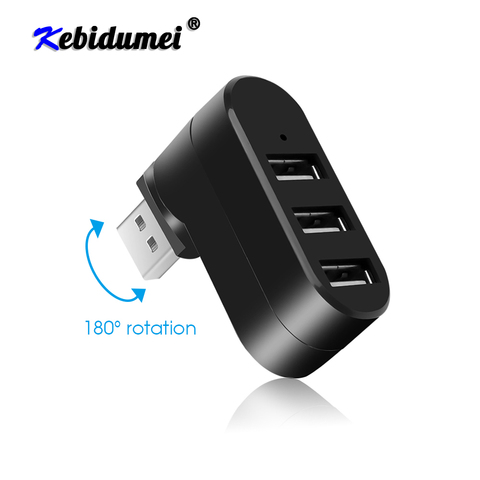 Hot USB Hubs 3 Ports USB 2.0 Hub Mini Rotate Splitter Adapter Hub For PC Notebook Laptop Mac Usb 2.0 Splitter Hub ► Photo 1/6