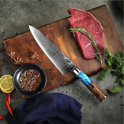 Damascus Steel Chef Knife with Olive Wood Handle ► Photo 1/6
