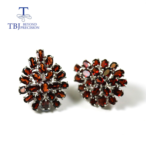 TBJ,The latest flower shape garnet clasp earring 925 sterling silver fine jewelry for women daily wear fashion as Chrismas gift ► Photo 1/6