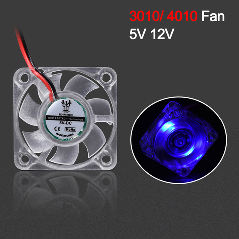 BIGTREETECH 3010 4010 Fan LED Cooling Fan 30MM 12V 5V 2Pin DC Cooler Small Cooling Fan lights 3D Pinter Parts For j-head hotend ► Photo 1/6