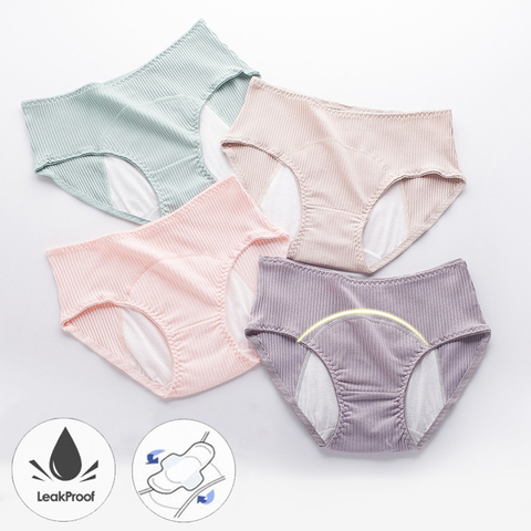 3Pcs Leak Proof Cotton Period Panties Women Waterproof Menstrual Underwear Ladies Sexy Physiological Briefs Bragas Menstruales ► Photo 1/6
