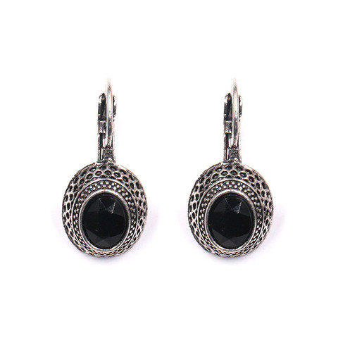 Ethnic Wind Drops Exquisite Totem Black Crystal Stone Earrings Female Country Vacation Vintage Jewelry Free Shipping ► Photo 1/6