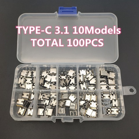100Pcs/Lot 10Models Type-C Usb Charging Dock Connectors Mix 6Pin And 16Pin Use For Mobile Phone And Digital Product Repair Kits ► Photo 1/5