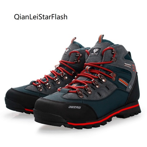 Men Mountain Hiking Shoes Waterproof Cow Leather Climbing Fishing Trail Shoes Outdoor High Top Hunting Boots Trekking Sneakers ► Photo 1/6