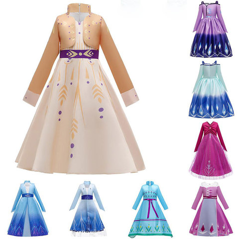 Frozen 2 cosplay Anna Elsa 2 Princess Dress Kids Dresses For Girls Chrismas Party Dresses Girl Wedding Gowns Vestido 6 8 10 Year ► Photo 1/6