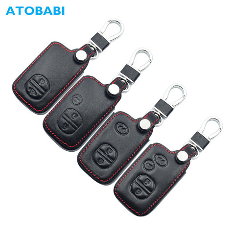 Leather Car Key Case For Toyota 4Runner Land Cruiser Venza Camry Prius Smart Remote Fob Cover Keychain Protector Bag Accessories ► Photo 1/6