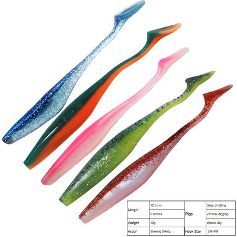 Shad Swimbait Softjerk Perch Zander Fishing 12.5cm 11g 5pcs Rubber Bait Spin fishing Soft Fishing Lures ► Photo 1/6