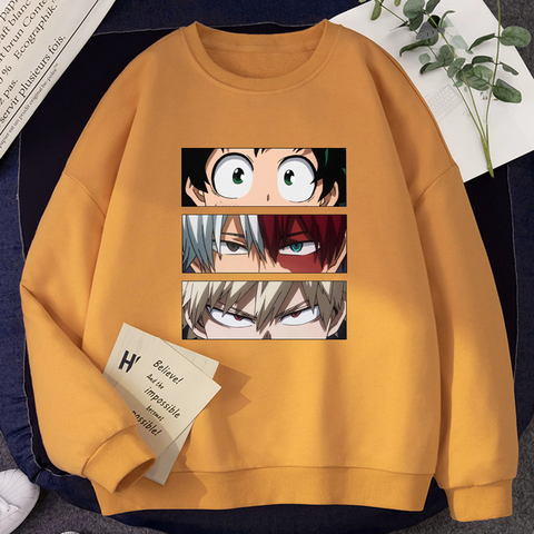 My Hero Academia Anime Prints Hoodies Men Simplicity Fashion Streetwear Crewneck Pullover Casual Wear Loose Warm Men's Clothes ► Photo 1/6