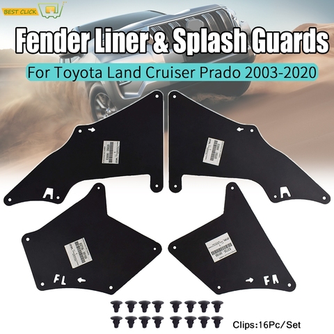 Splash Guards Shield For Toyota Land Cruiser Prado J120 J150 2003 - 2022 LC3 LC4 LC5 Apron Seal Mud Flaps W Clips Fender Liners ► Photo 1/6