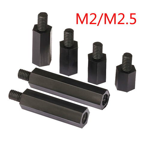 50pcs M2/M2.5*L+6mm Black Spacing Screw Hex Plastic Pillar Screw For PCB Motherboard Fixed Nylon Standoff Spacer ► Photo 1/3