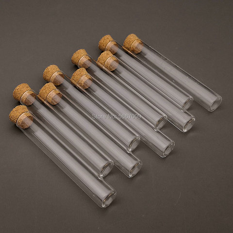 100pcs/lot Lab 12x75mm Flat bottom Glass Test Tube With Cork Stoppers for School Laboratory experiment ► Photo 1/6