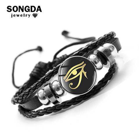 SONGDA Ancient Egyptian Mythology The Eye of Horus Bracelet for Men Women Amulet Totem Glass Art Charm Bracelet Bangle Wristband ► Photo 1/6