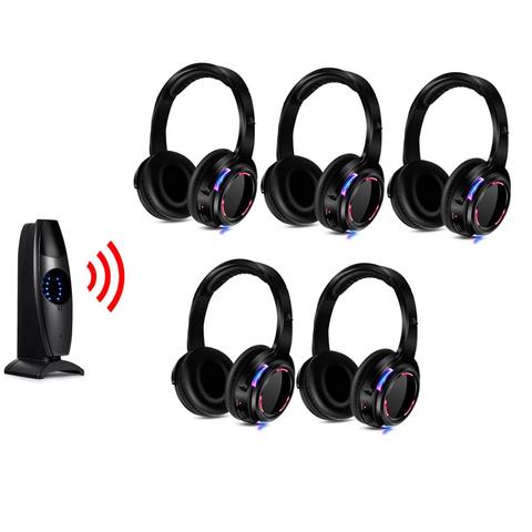 Silent Disco  Headset Compete System 200m Led Wireless Headphones - 5 Headphones + 1 Transmitters ► Photo 1/6