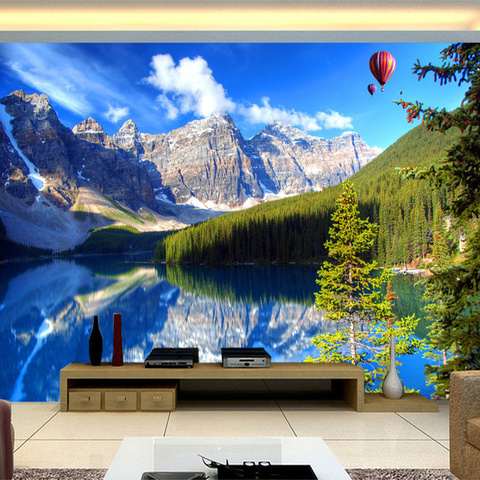 Custom Mural Wall Papers Home Decor Snow Mountain Lake Nature Landscape Photography Background Wall Painting 3D Photo Wallpaper ► Photo 1/6