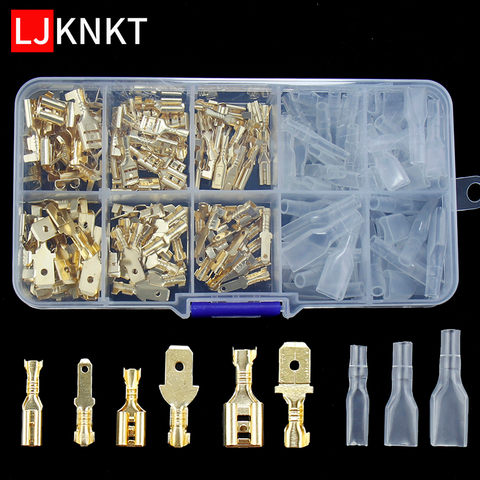 120/180PCS Insulated Spade plug Wire Connectors with Insulating Sleeve Assortment Kit Crimp Terminals 2.8mm 4.8mm 6.3mm ► Photo 1/6