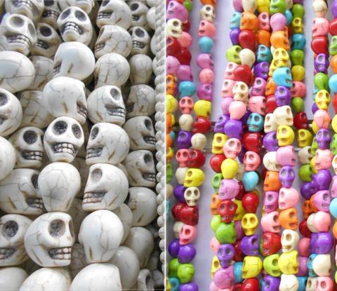 35 piece/lot 10*9*8mm / Mix Color Skull Stone Beads Jewelry Making Accessories Free Shipping ► Photo 1/1