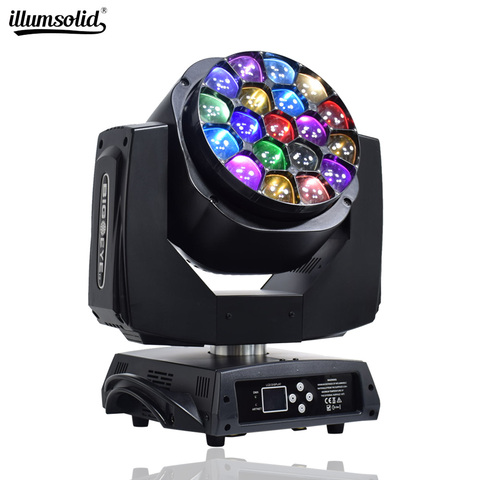 Led Moving Head Wash Zoom 19x15w Stage Beam Light RGBW Big Bees Eyes Lighting Equipment For DJ Nightclub Party Disco ► Photo 1/6