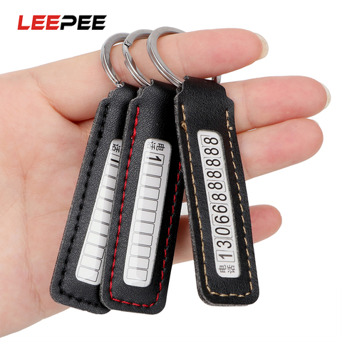 LEEPEE Phone Number Plate Car Keychain Key Ring Phone Number Card Anti-lost Car-styling Auto Vehicle Key Chain Keyring ► Photo 1/6